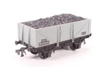 4635 5 Plank Open Wagon with Coal Load in BR Grey B477015 (plastic body)