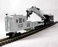 46612 Wrecking crane with boom car of the Santa Fe - black and white 194360
