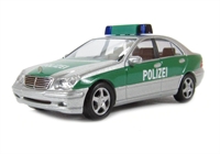49111 Mercedes C-Class Polizei police car in silver & green HO gauge