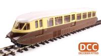 Streamlined Railcar 11 in GWR lined chocolate and cream with shirtbutton emblem - DCC Fitted
