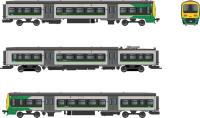 Class 323 3-car EMU 323213 in London Midland green, grey & black - Digital Fitted
