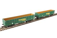 MJA mineral & aggregates twin bogie box wagon in Freightliner green livery - 502017 & 502018 - pack of 2
