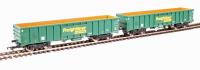 MJA mineral & aggregates twin bogie box wagon in Freightliner green livery -  502005 & 502006 - pack of 2