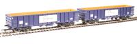 MJA mineral & aggregates twin bogie box wagon in GB Railfreight blue - 502023 & 502024 - pack of 2