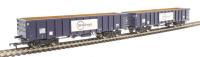 MJA mineral and aggregates twin bogie box wagon in GB Railfreight blue - 502027 & 502028 - pack of 2