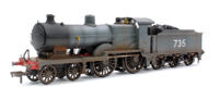 4S-028-001DWL Highly Detailed Deluxe Weathered SECR Maunsell D1 Class SECR Grey 4-4-0 Steam Locomotive No.735