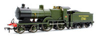 4S-028-003S SECR Maunsell D1 Class Southern SR Maunsell Olive Green 4-4-0 Steam Locomotive (with Top Feed) No.1741 (DCC Sound)