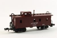 50040-1205 34' slant side cupola wood sheathed caboose of the Santa Fe - red 1205