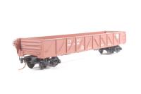 60020-195451 50' straight composite side drop end gondola of the Burlington Route - red 195451