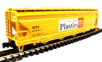 70584 4-bay 56' Center-Flow covered hopper of Shell Chemical - yellow 6703
