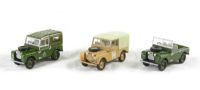 76SET05 Landrover 3 vehicle set with Series 1 open top 'Churchill', hard top and canvas top