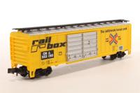 7736LL 50' steel double door boxcar of RailBox - yellow with silver roof and doors 553093
