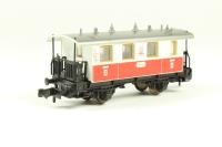 8052 2nd class 4 wheel coach in PZB red and white