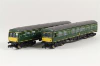 Class 101 2 car DMU  in BR green with small yellow panels