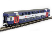 815401 Double deck 1st/2nd class type AB passenger coach of the Swiss SBB in white & blue Epoch V