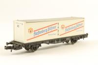 8241 type Lbs (BTmms) container flat wagon 21 80 411 7 882-1 of the DB with container - Container Service UK Switzerland