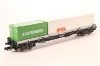 8250K Bogie Bolster Wagon with 2 x Containers - 'Evergreen & OOCL'