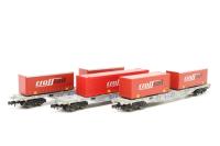 825201 Set of three Type Sgns container wagons of the Crossrail AG