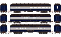 86518 60' Arch Roof passenger car set with RPO, Baggage & Combine #80, 763, 522 in Baltimore & Ohio Blue & Gray