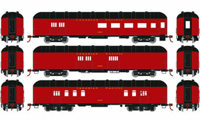 86519 60' Arch Roof passenger car set with RPO, Baggage & Combine #3407, 4259, 3250 in Canadian Pacific Maroon