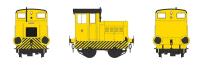 Ruston 48DS shunter in yellow with wasp stripes and enclosed cab - unnumbered