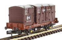 Conflat 'P' flat wagon in BR bauxite with Type A and BD containers in BR bauxite - B933861