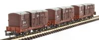 Conflat 'P' flat wagons in BR bauxite with Type A and BD containers in BR bauxite - pack of three - B933051, B933249 and B933273