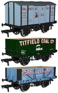 The Titfield Thunderbolt Triple Wagon Pack - including Iron Mink van, 7-plank wagon & 5-plank wagon