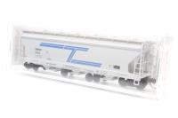 93090 3-bay ACF centerflow 4650 cf round hatch covered hopper of Solvay Minerals - grey with blue & black lettering 472