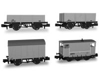BR freight train pack SECR brake van and three SECR wagons in BR livery