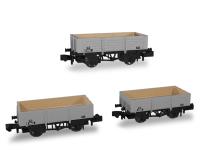 5 plank open wagons diag D1349 in BR grey - pack of three