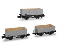 7 plank open wagons diag D1355 in BR grey - pack of three