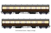 GWR B Set coaches in BR chocolate & cream (late 1940s) - pack of 2 - W6999 & W7000