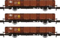 OAA 45t open wagons in BR bauxite with yellow 'ABN' spot - pack of 3 - 100093, 100018 & 100054