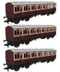 978009 48 LNWR ‘Evolution’ Bogie Coach Non-Corridor Carriage No.7981, No.1234 & No.2914 3-Pack