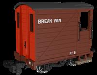 990802 Single Veranda Brake Van -  Brown with Red Ends No.6