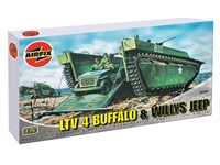 02302 Buffalo Amphibian landing vehicle & Willys Jeep with US Army marking transfers