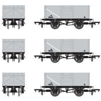 16t steel mineral hoppers Diag 1/108 in BR Freight grey with original text on black panels - pack of 3 (A)