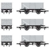 16t steel mineral hoppers Diag 1/108 in BR Freight grey with original text on black panels - pack of 3 (C)