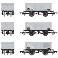 16t steel mineral hoppers MCO in BR Freight grey with TOPS data panel - pack of 3 (K)