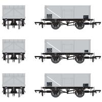 16t steel mineral hoppers MCO in BR Freight grey with TOPS data panel - pack of 3 (L)