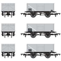 16t steel mineral hoppers COAL 16 (rebodied) in BR Freight grey (pre-TOPS COAL 16) - pack of 3 (N)