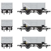 16t steel mineral hoppers COAL 16 (rebodied) in BR Freight grey (pre-TOPS COAL 16) - pack of 3 (O)