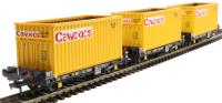 PFA 30.4t flat wagon with coal containers "Cawoods" - pack D - pack of three