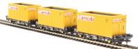 PFA 30.4t flat wagon with coal containers "Cawoods" - pack E - pack of three
