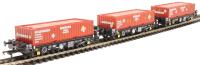 PFA 30.5t flat wagon with half height nuclear container "Direct Rail Services" - pack N - pack of three