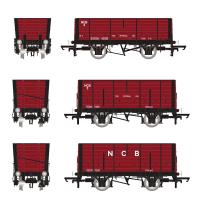 20 ton Diag P7 Coal Hopper wagons in NCB red - pack of 3