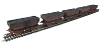BR grey 21 tonne hoppers with coal load. Weathered - Pack of 5