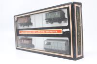 B404 Set of 4 wagons - Emlyn Anthracite Colliery 811 5 plank open wagon, G. Weaver transport 152 hopper,  Brake van 114926, Single vent van B784873