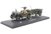 CJ2A-DesertSand WW2 USA Willys Jeep CJ-2A with trailer and soldier - Desert Sand